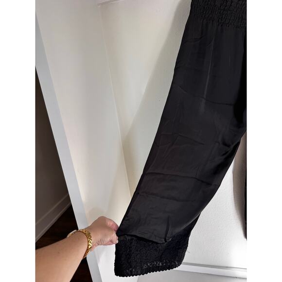 Sister Mary Women's Pull On Wide Leg Lace Hem Pants Black Small - Picture 3 of 10